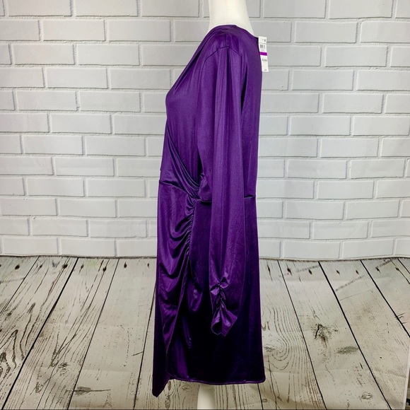 🔥BAR III🔥LIQUID SHINE WRAP DRESS PURPLE DYNASTY SIZE XXL NWT - Picture 4 of 6